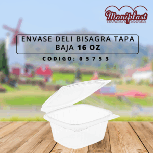 ENVASE DELI BISAGRA TAPA BAJA 16 OZ
