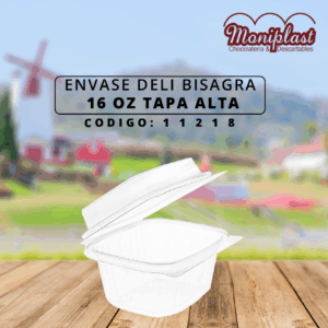 ENVASE DELI BISAGRA 16 OZ TAPA ALTA