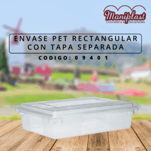 ENVASE PET RECTANGULAR CON TAPA SEPARADA